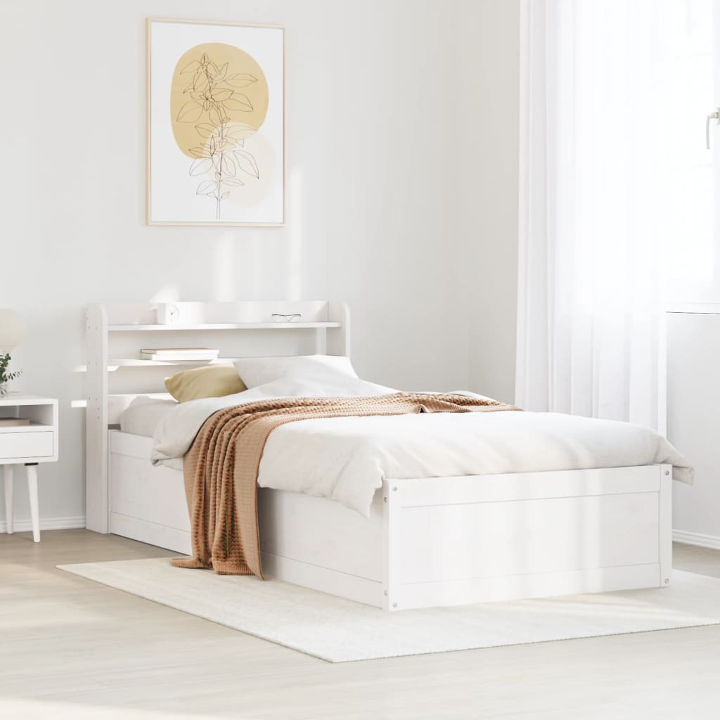 Sengeramme med hodegavl hvit 90x190 cm heltre furu