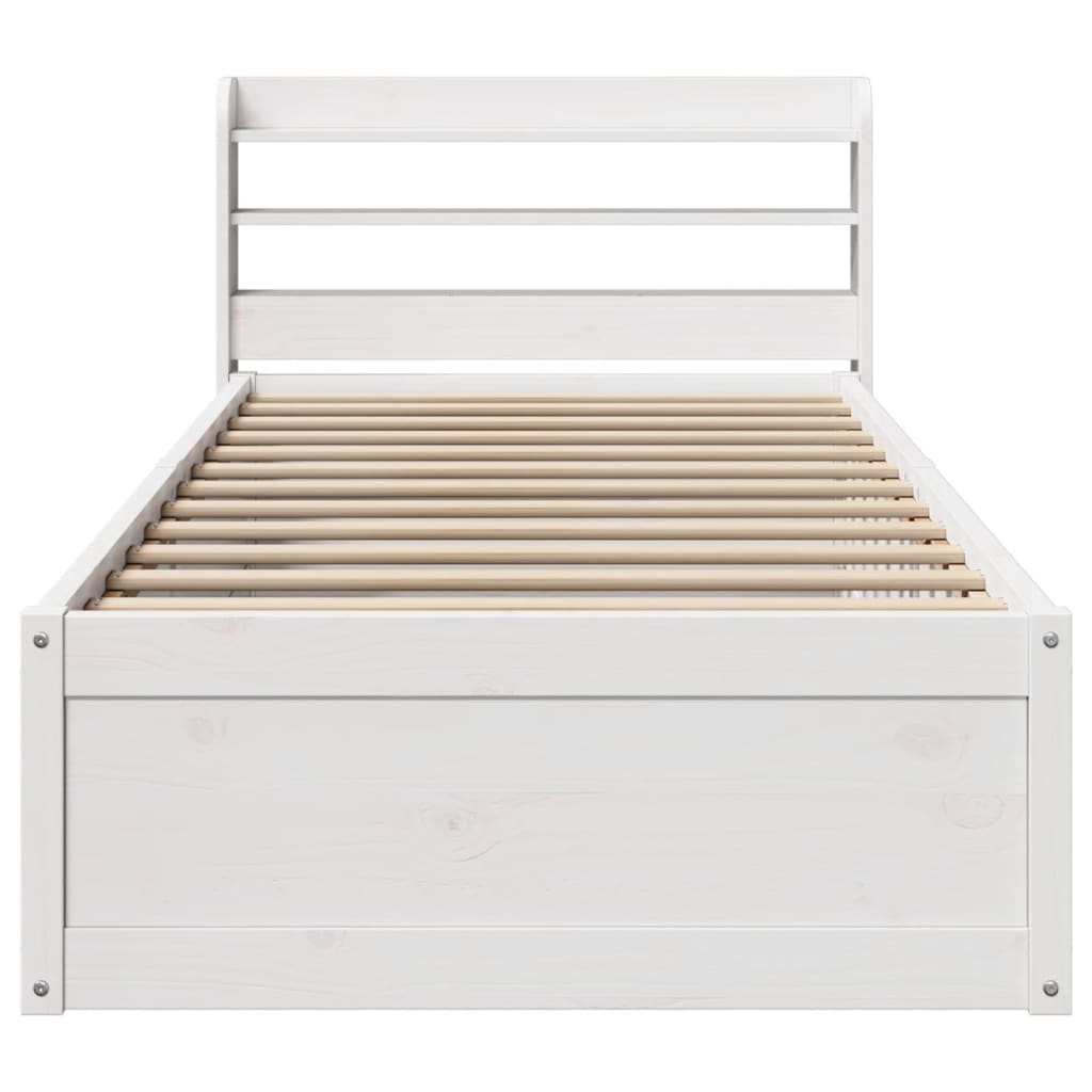 Sengeramme med hodegavl hvit 90x190 cm heltre furu