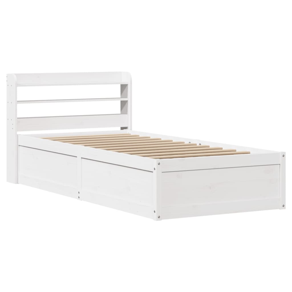 Sengeramme med hodegavl hvit 75x190 cm heltre furu