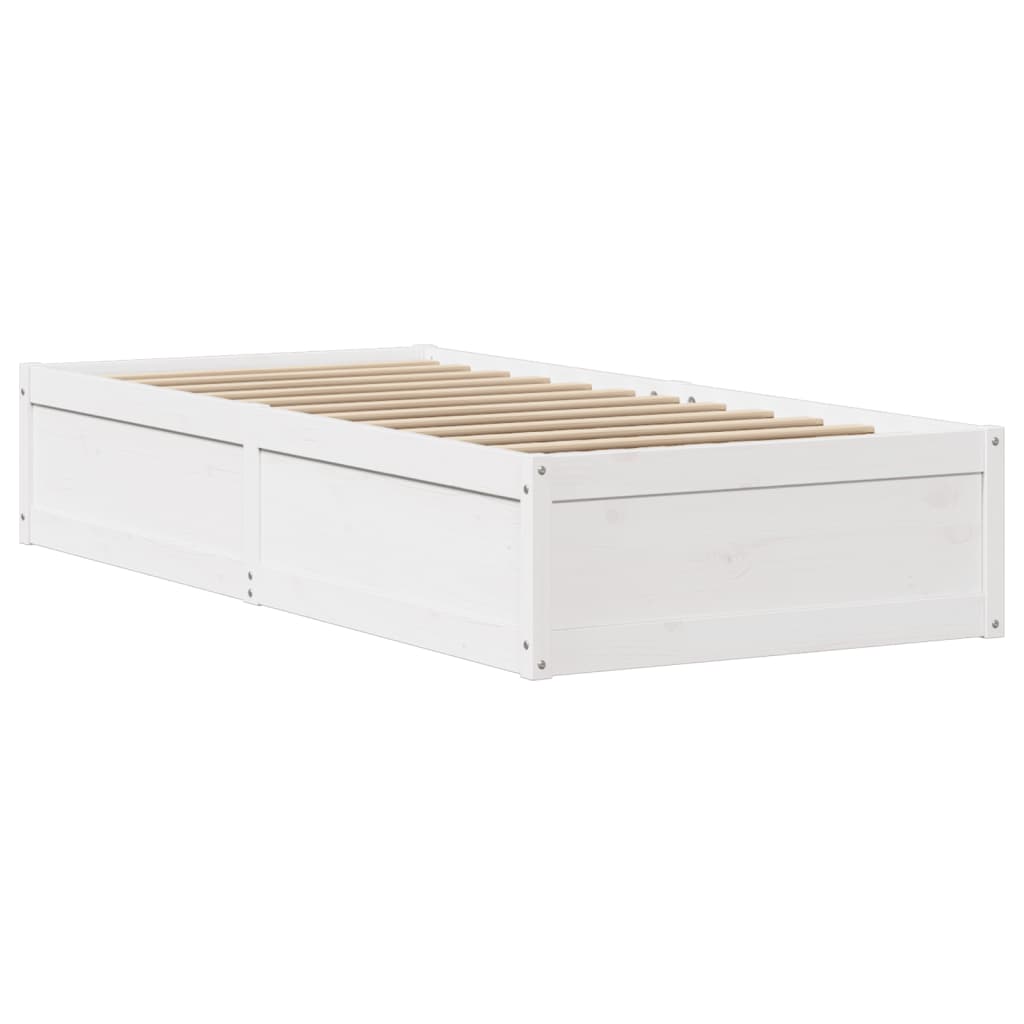 Sengeramme med hodegavl hvit 75x190 cm heltre furu