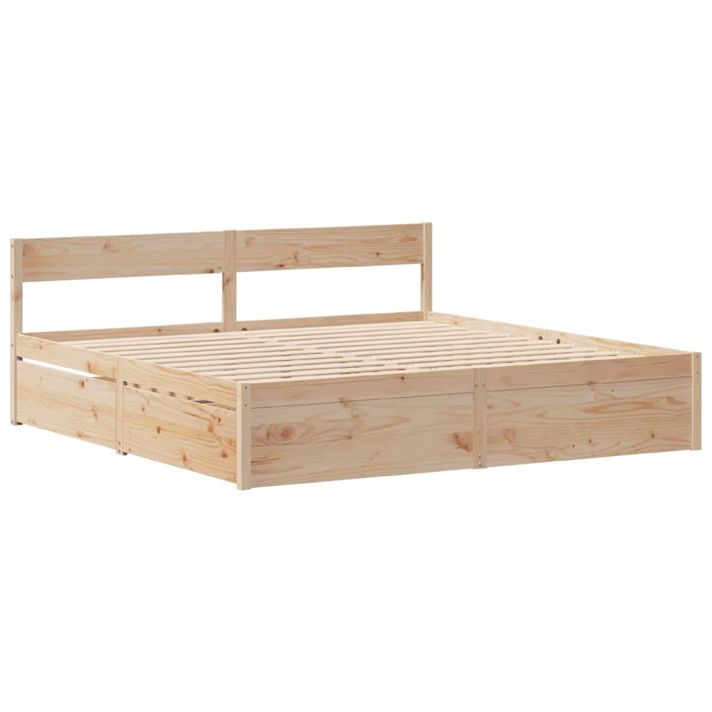 Sengeramme med madrass 200x200 cm heltre furu