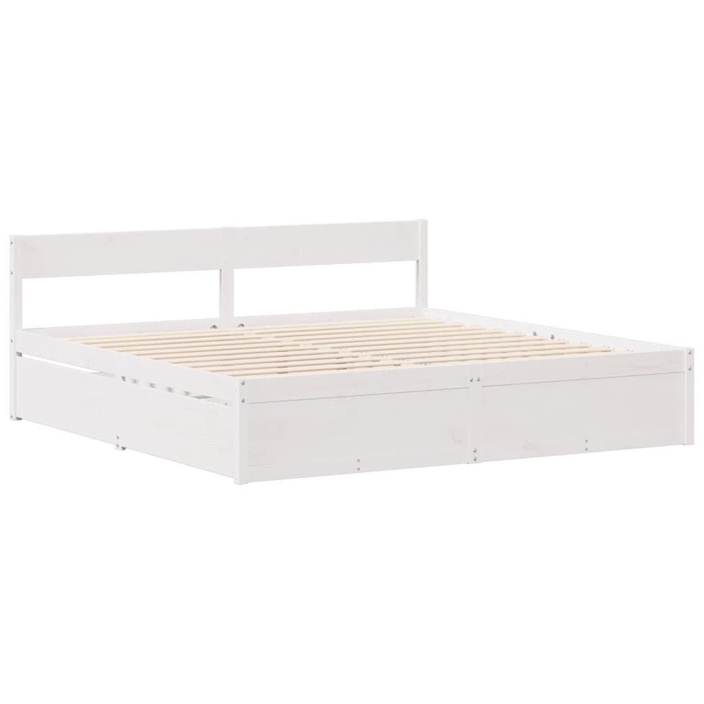Sengeramme med madrass hvit 200x200 cm heltre furu
