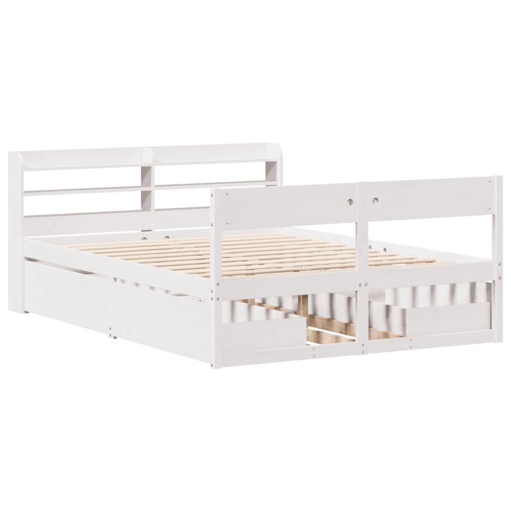 Sengeramme uten madrass hvit 140x190 cm heltre furu