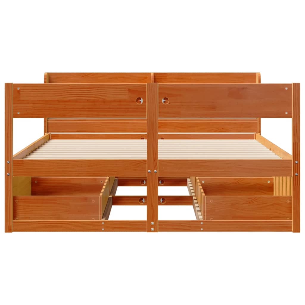 Sengeramme uten madrass brun 135x190 cm heltre furu