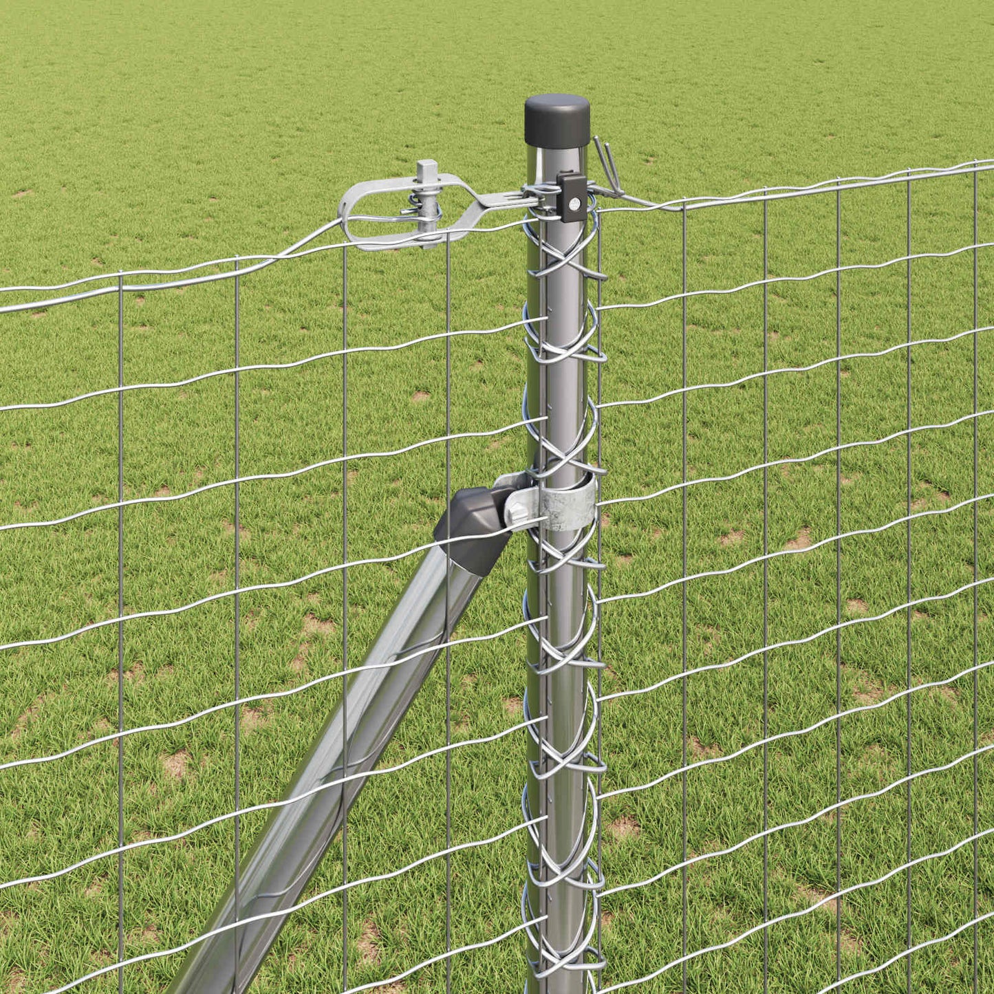 Stolpe med bakkenagler for gjerde 26 stk. Sølv