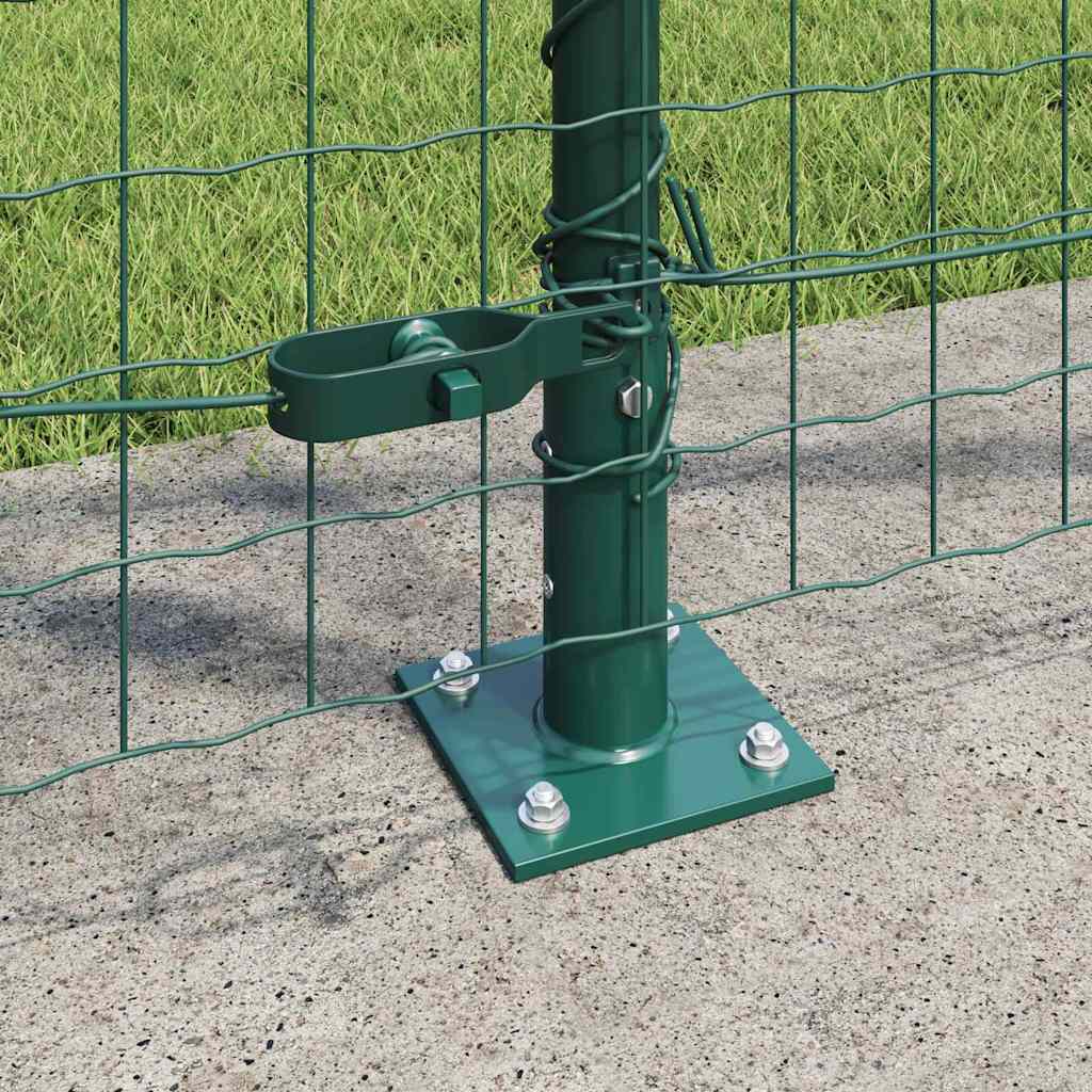 Fence Post med betongfot 26 stk. Grønn Pulverlakkert stål