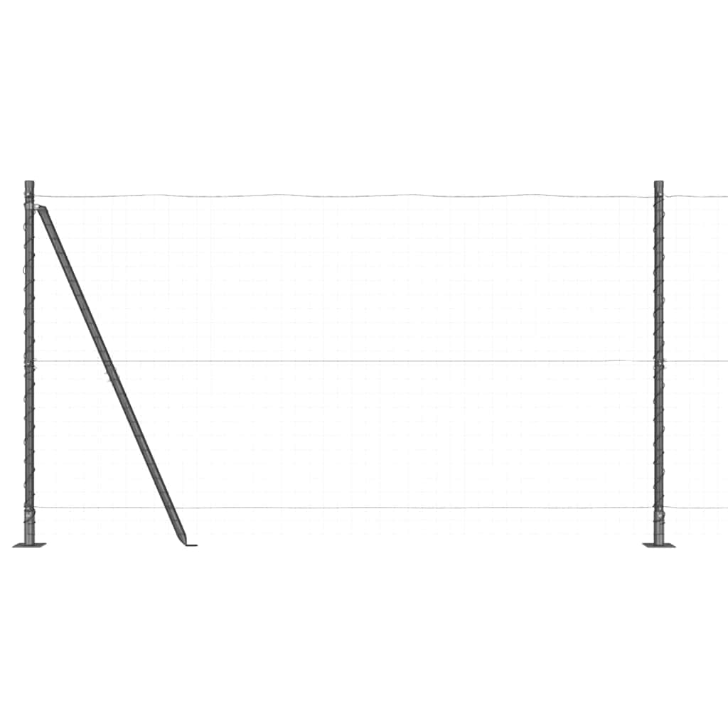 Fence Post med betongfot 52 stk. Grå Pulverlakkert stål