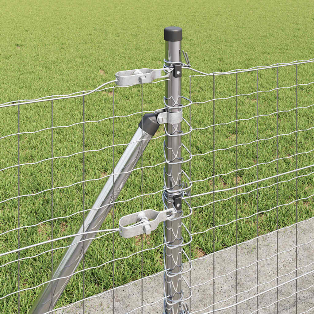Fence Post med betongfot 52 stk. Sølv Pulverlakkert stål