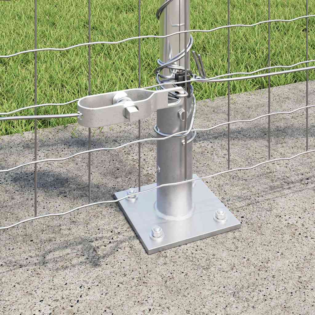 Fence Post med betongfot 52 stk. Sølv Pulverlakkert stål