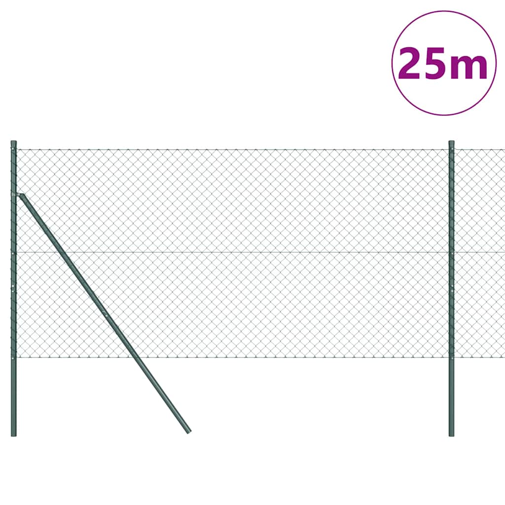 Kjedegrindstøtte 25 x 1 m PVC-belagt stål Grønn Mesh