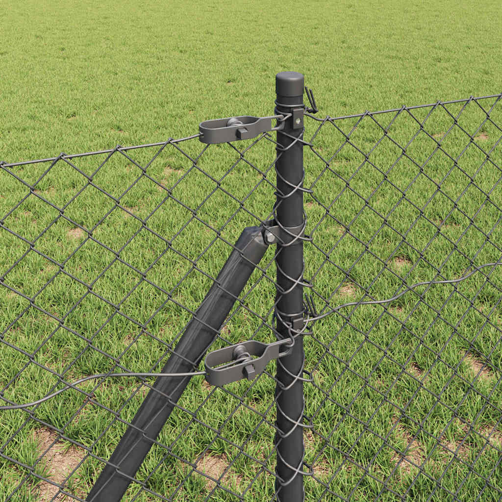 Kjedegrindstøtte 10 x 0,4 m PVC-belagt stål Grå Mesh