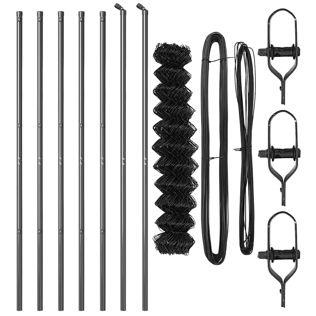 Gjerdepåle Grå 10 x 1,2 m (40 x 40 mm maske) Stål og PVC vidaXL