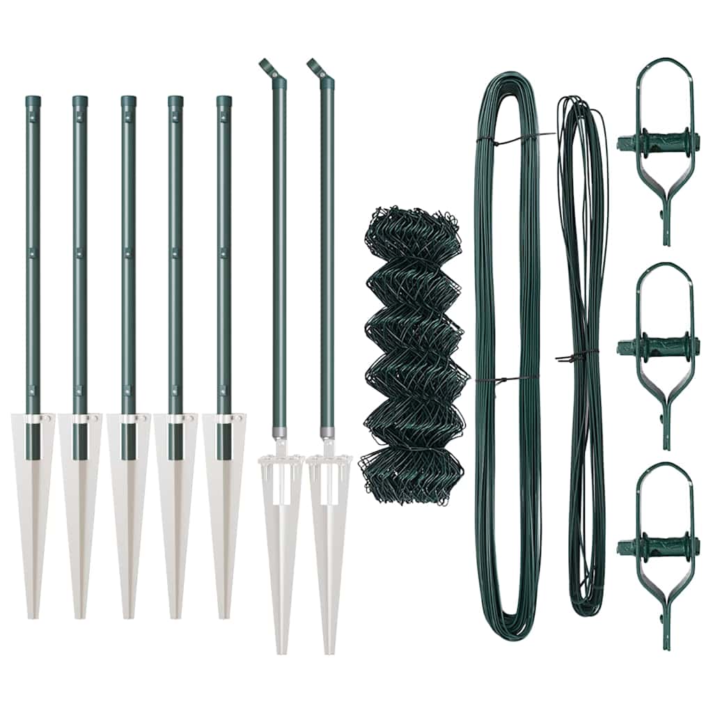 Kjedefence med topper 10 x 0,6 m PVC-belagt stål Grønn Mesh