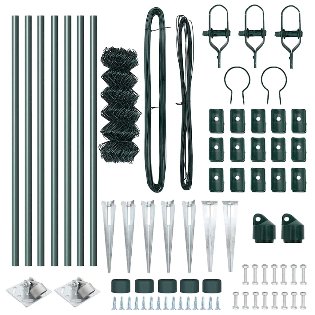 Kjedefence med topper 10 x 0,6 m PVC-belagt stål Grønn Mesh