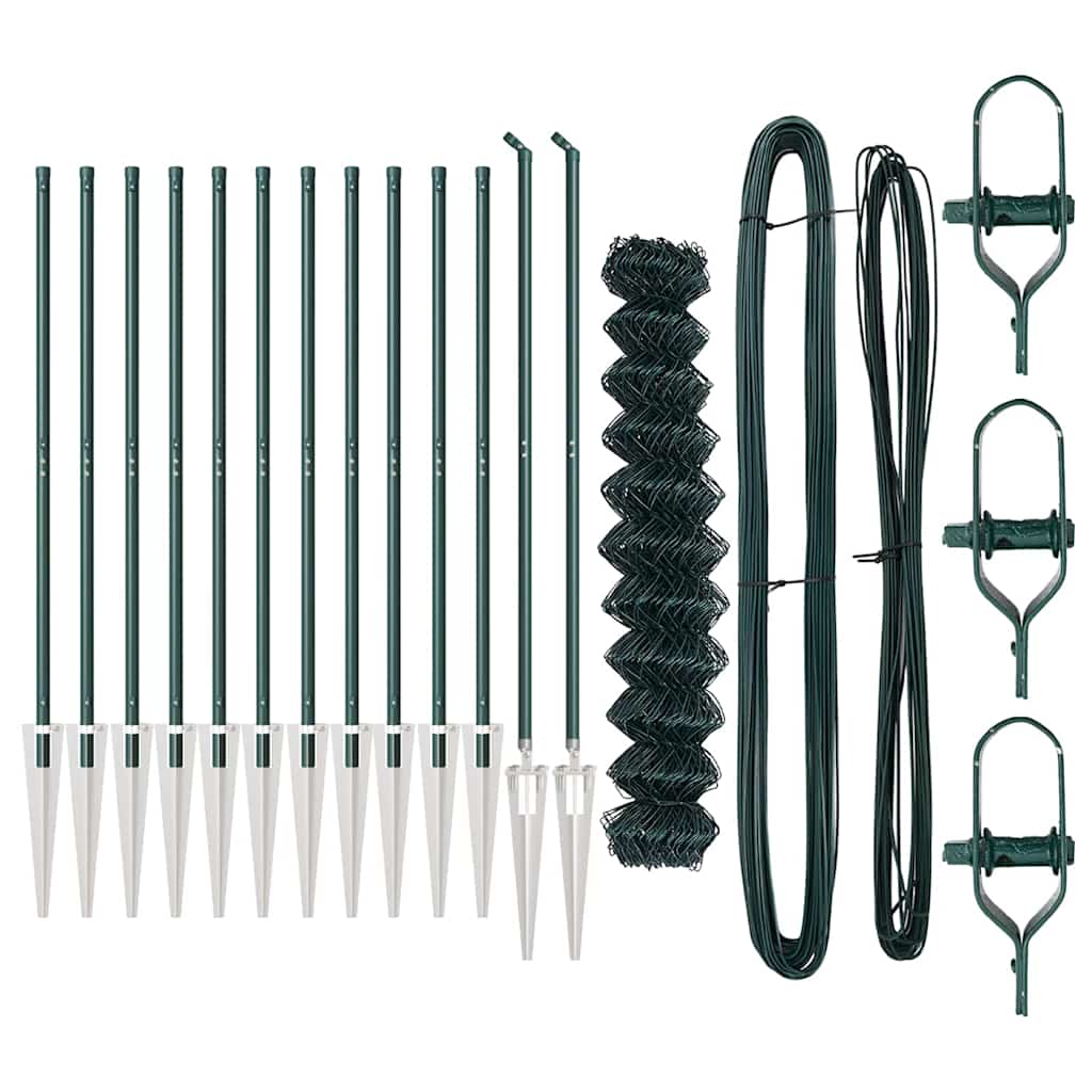 Kjedefence med topper 25 x 1 m PVC-belagt stål Grønn Mesh