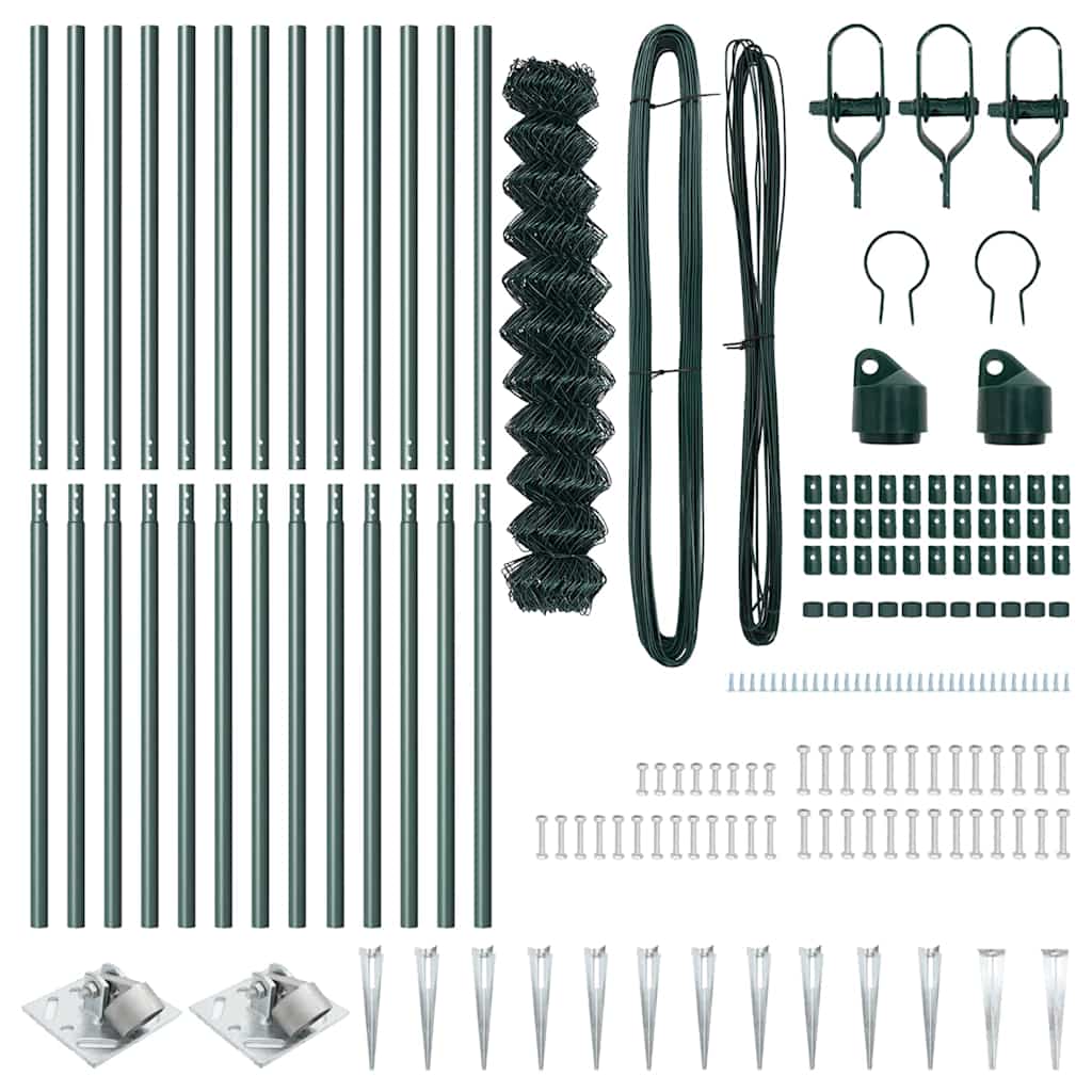 Kjedefence med topper 25 x 1 m PVC-belagt stål Grønn Mesh