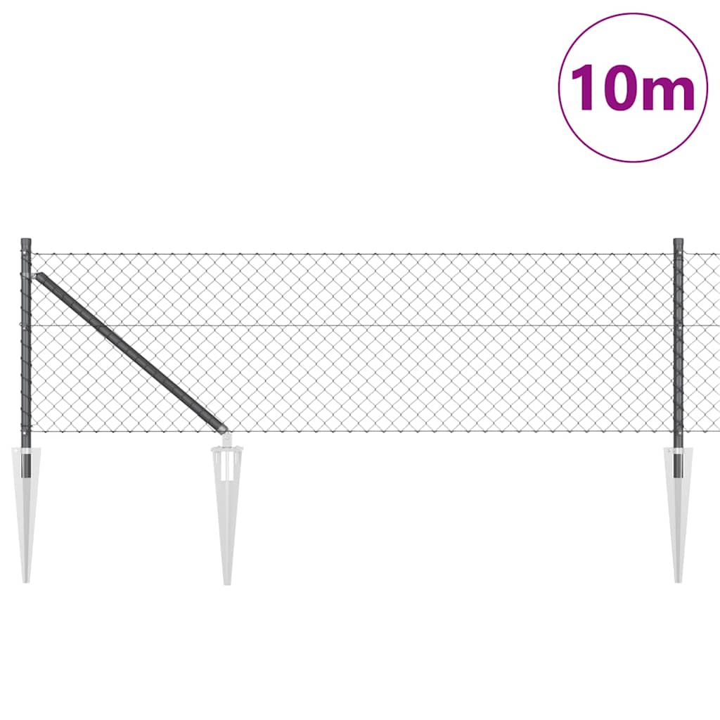 Gjerdepåle Grå 10 x 0,4 m (40 x 40 mm nett) Stål og PVC