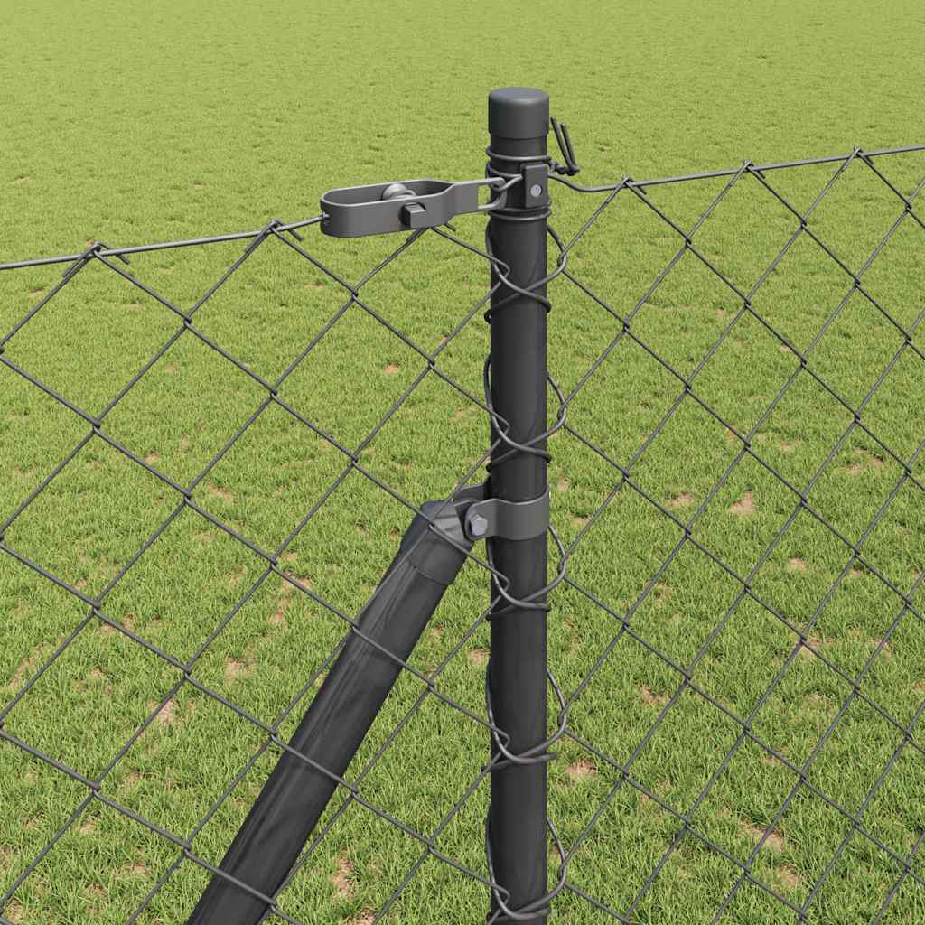 Kjedefence med topper 10 x 1,5 m PVC-belagt stål Grå Mesh
