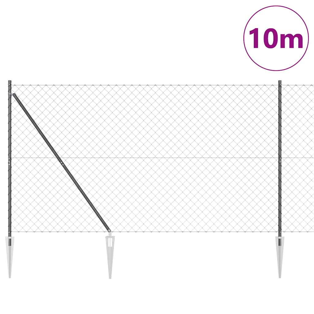 Kjedefence med topper 10 x 1,6 m PVC-belagt stål Grå Mesh