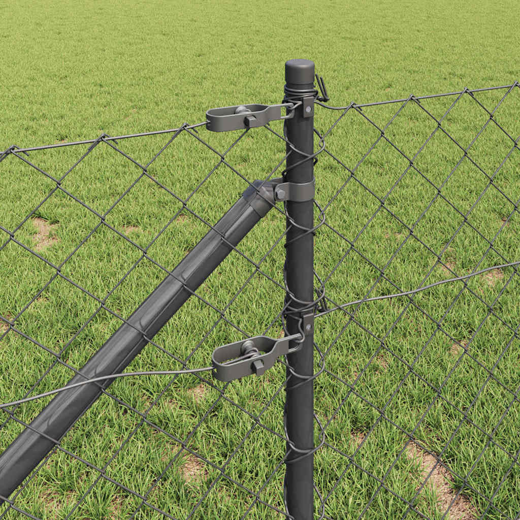 Kjedefence med topper 25 x 0,6 m PVC-belagt stål Grå Mesh