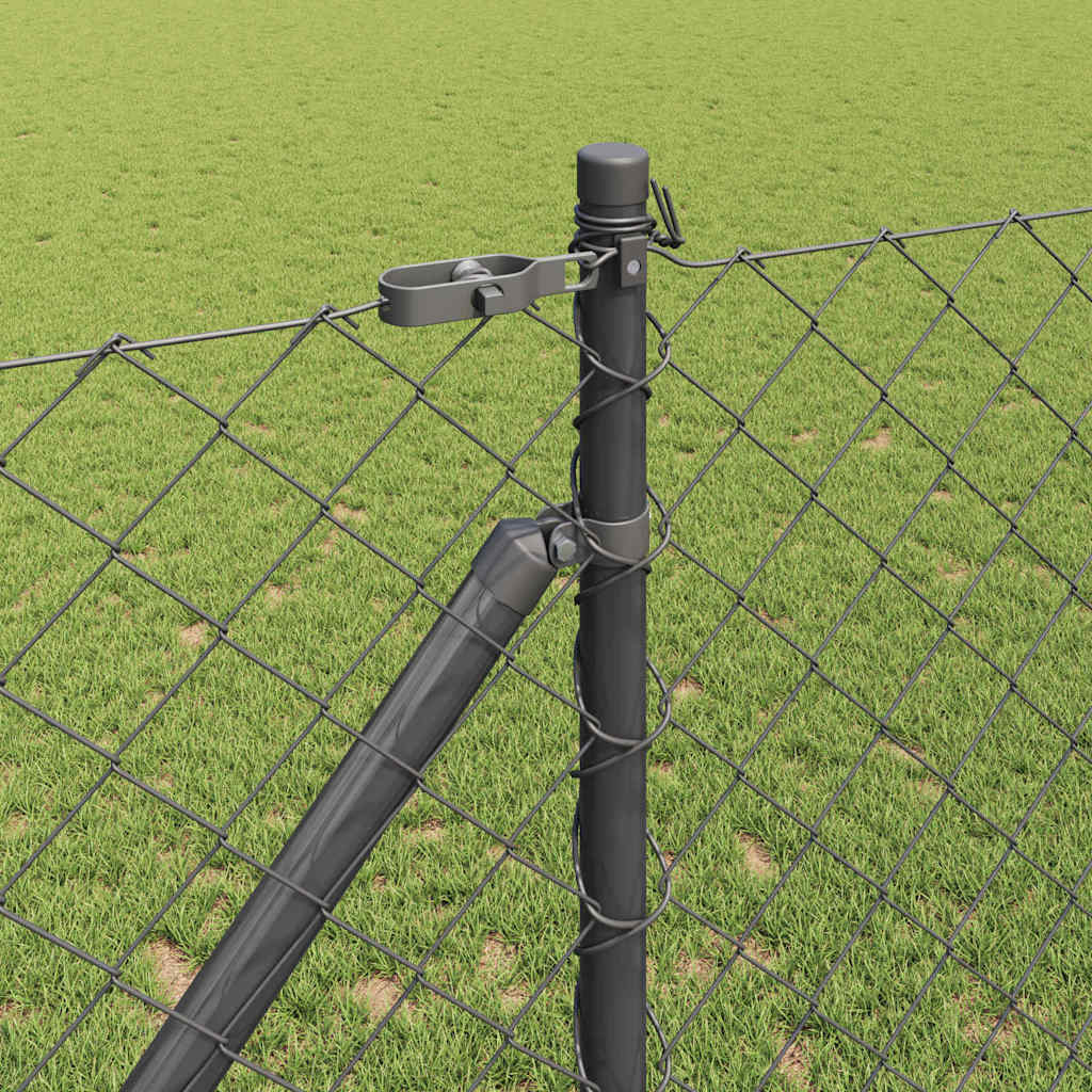 Kjedefence med topper 25 x 1,2 m PVC-belagt stål Grå Mesh