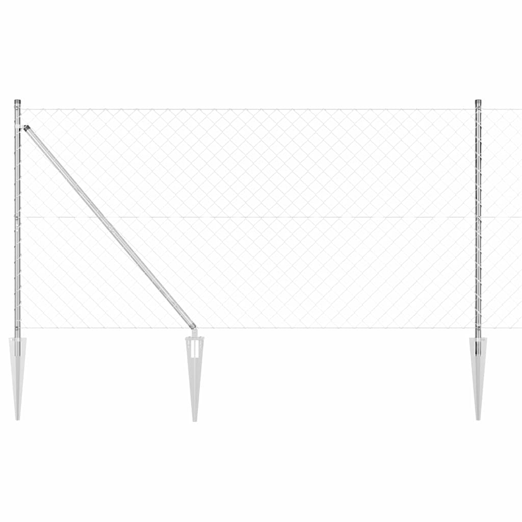 Utendørs Kjedehegn med Spiker 25 x 1,2 m Galvanisert stål Sølv