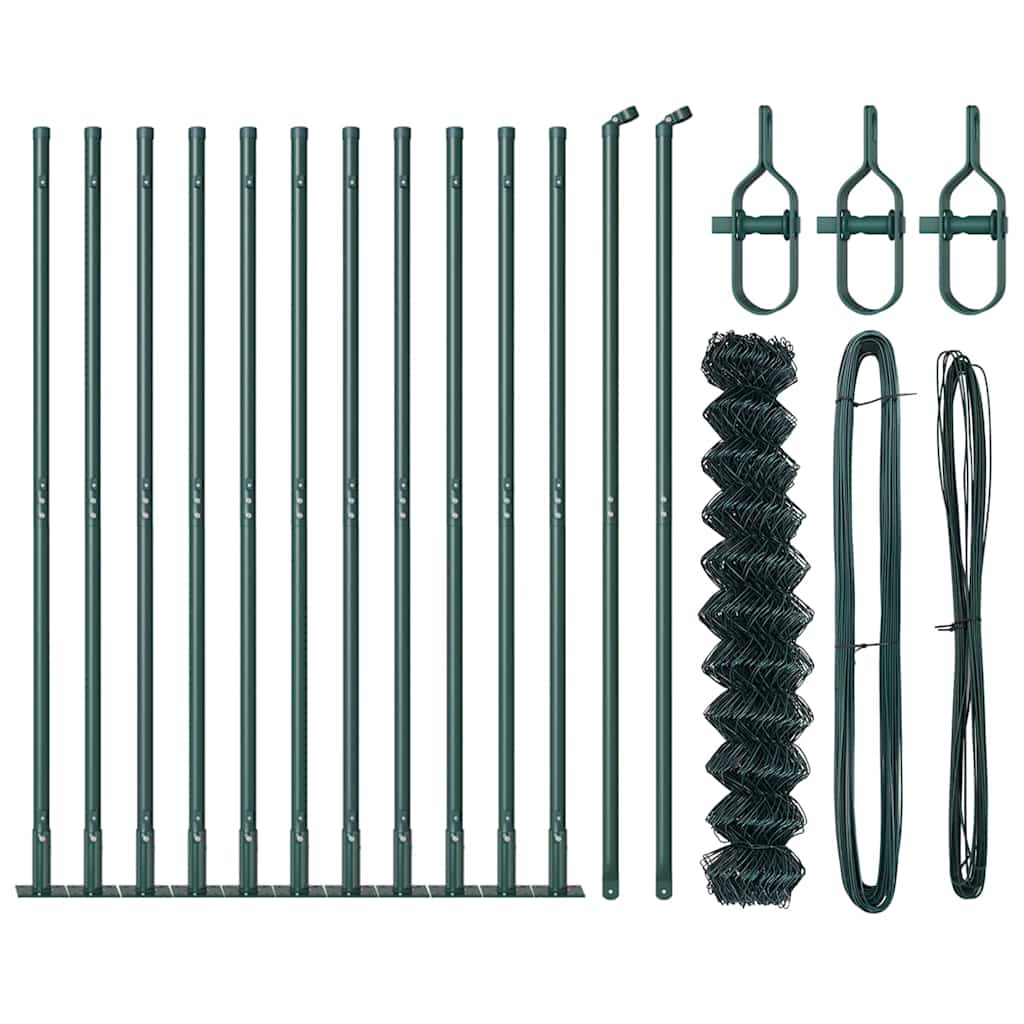 Kjedegjerde med betongfot 25 x 1 m PVC-belagt stål Grønn Mesh