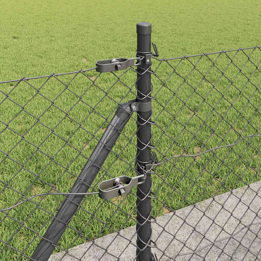 Kjedegjerde med betongfundament 10 x 0,4 m PVC-belagt stål Grå
