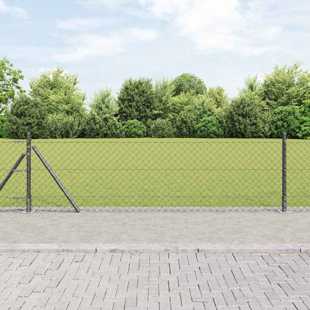 Kjedegjerde med betongfundament 10 x 0,4 m PVC-belagt stål Grå