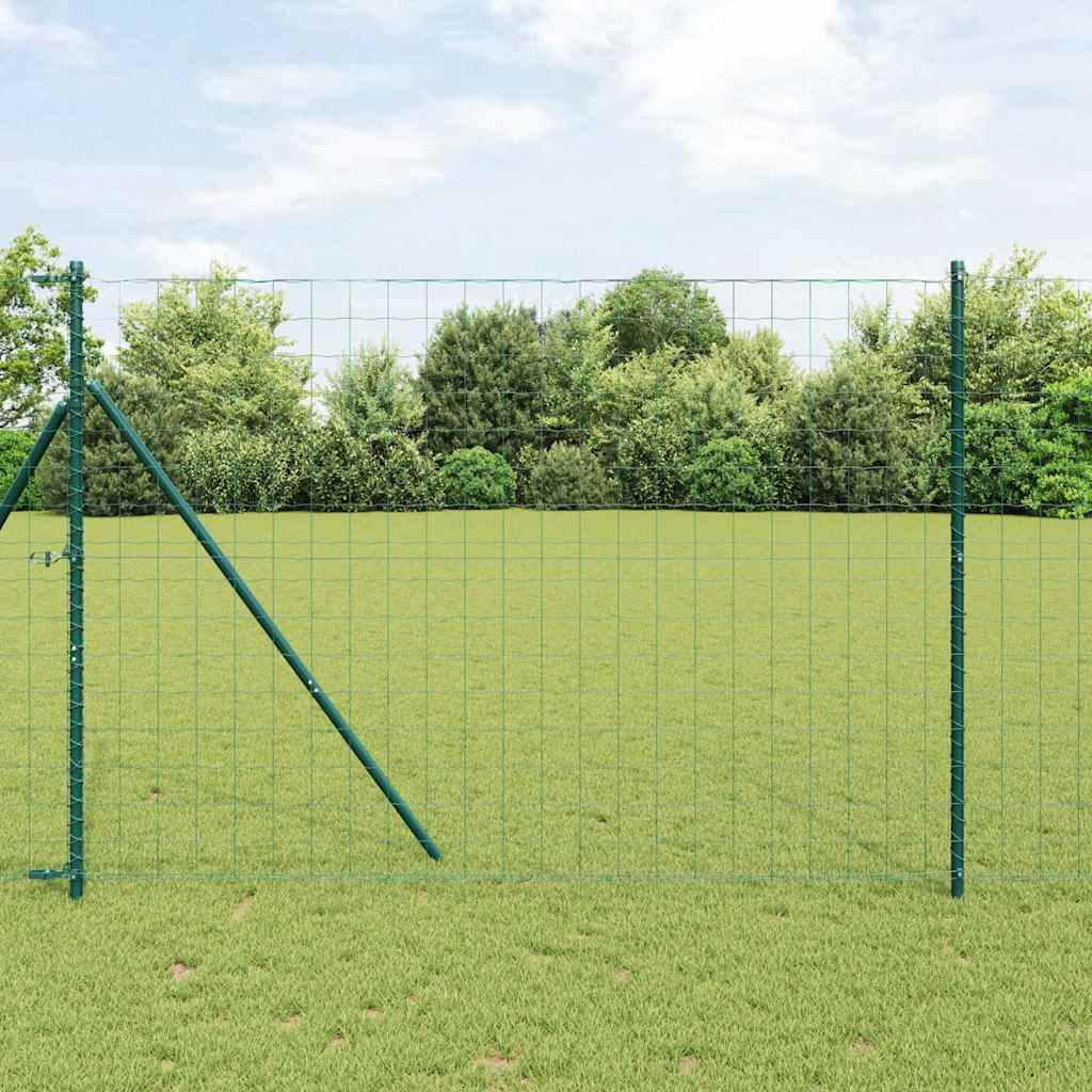 Gjerde med stolpe grønn 1,5 x 10 m Stål vidaXL