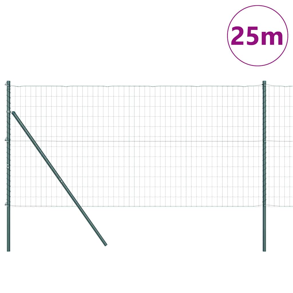 Gjerde med stolpe grønn 0,4 x 25 m Stål og PVC vidaXL