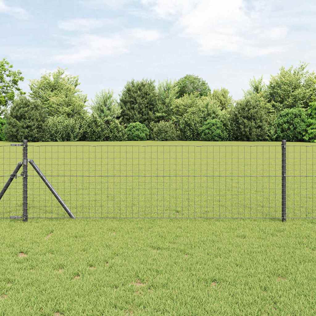 Gjerde med stolpe Grå 0,8 x 10 m Stål og PVC