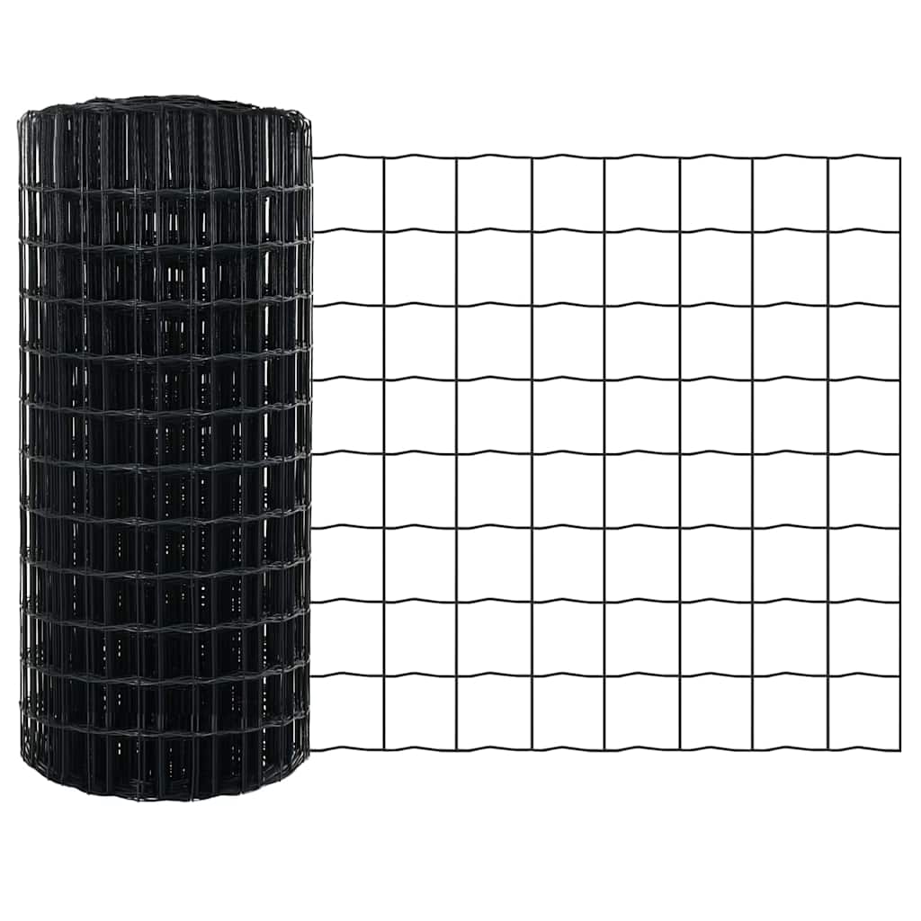 Gjerde med stolpe Grå 0,8 x 10 m Stål og PVC