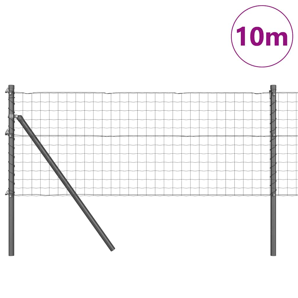 Gjerde med stolpe Grå 0,8 x 10 m Stål og PVC