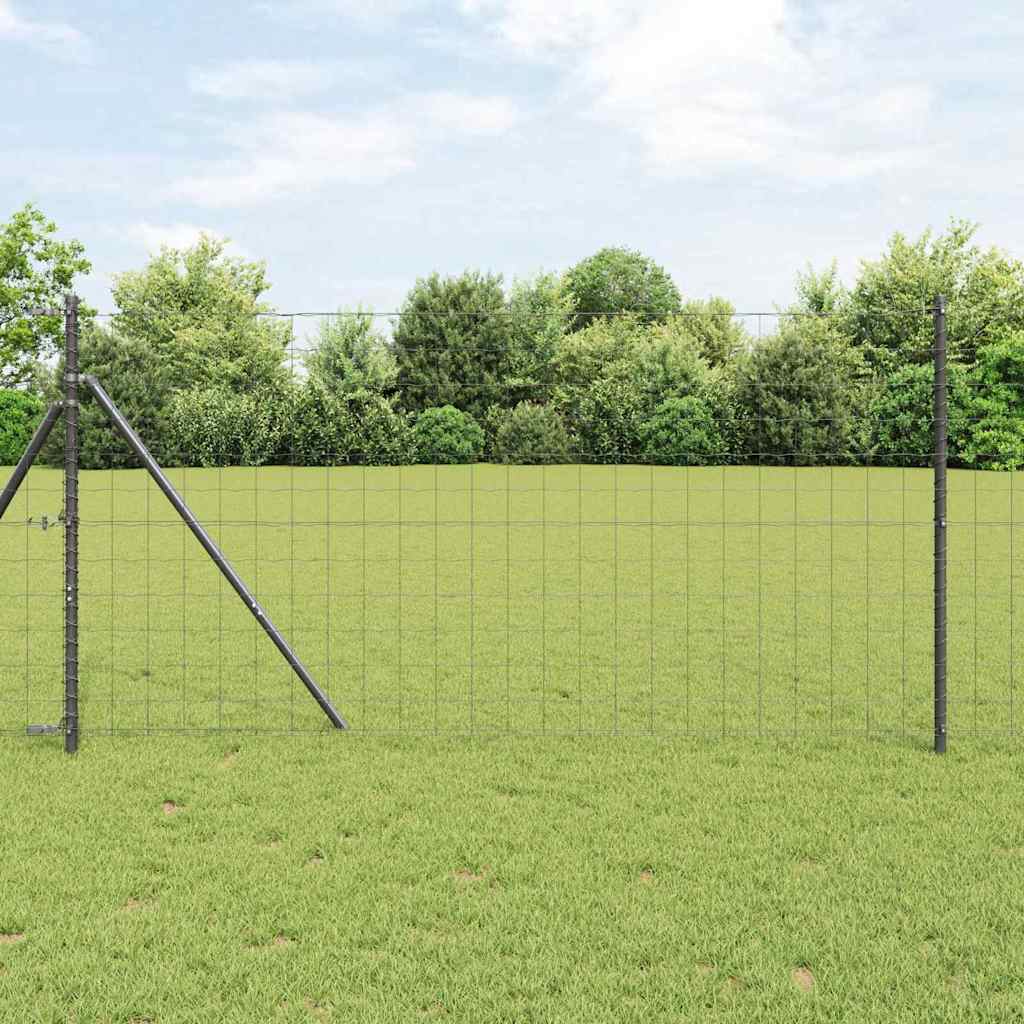Gjerde med stolpe Grå 1 x 25 m Stål vidaXL