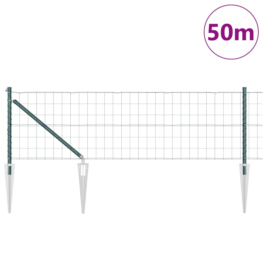 Gjerde med stolpe grønn 0,4 x 50 m Stål og PVC vidaXL