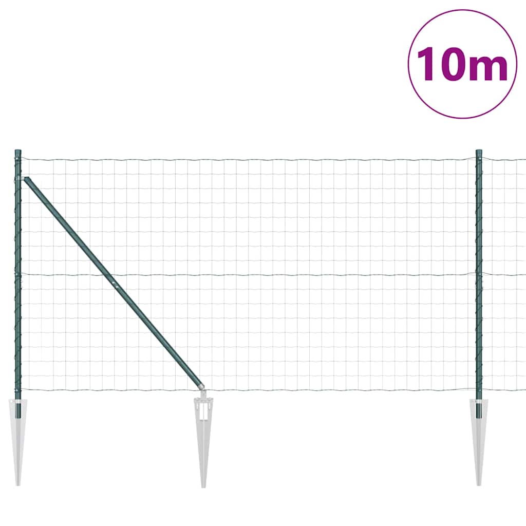 Gjerde med stolpe grønn 1,4 x 10 m Stål og PVC