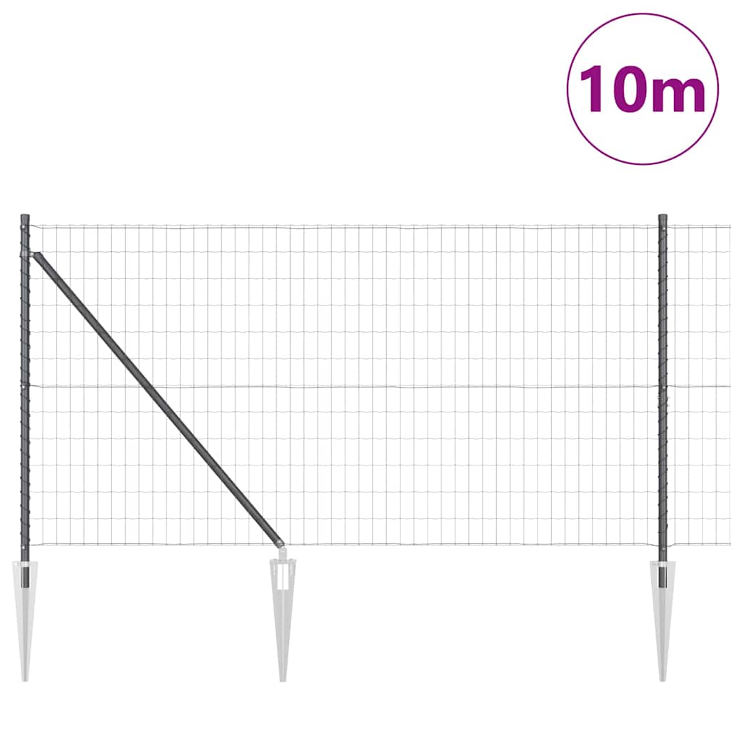 Euro-gjerde med pigger 10 x 1 m PVC-belagt stål Grå Mesh
