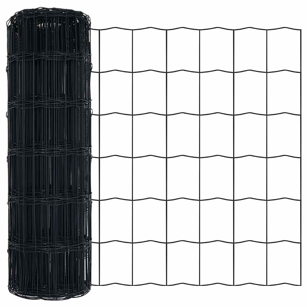 Euro-gjerde med pigger 10 x 0,8 m PVC-belagt stål Grå Mesh