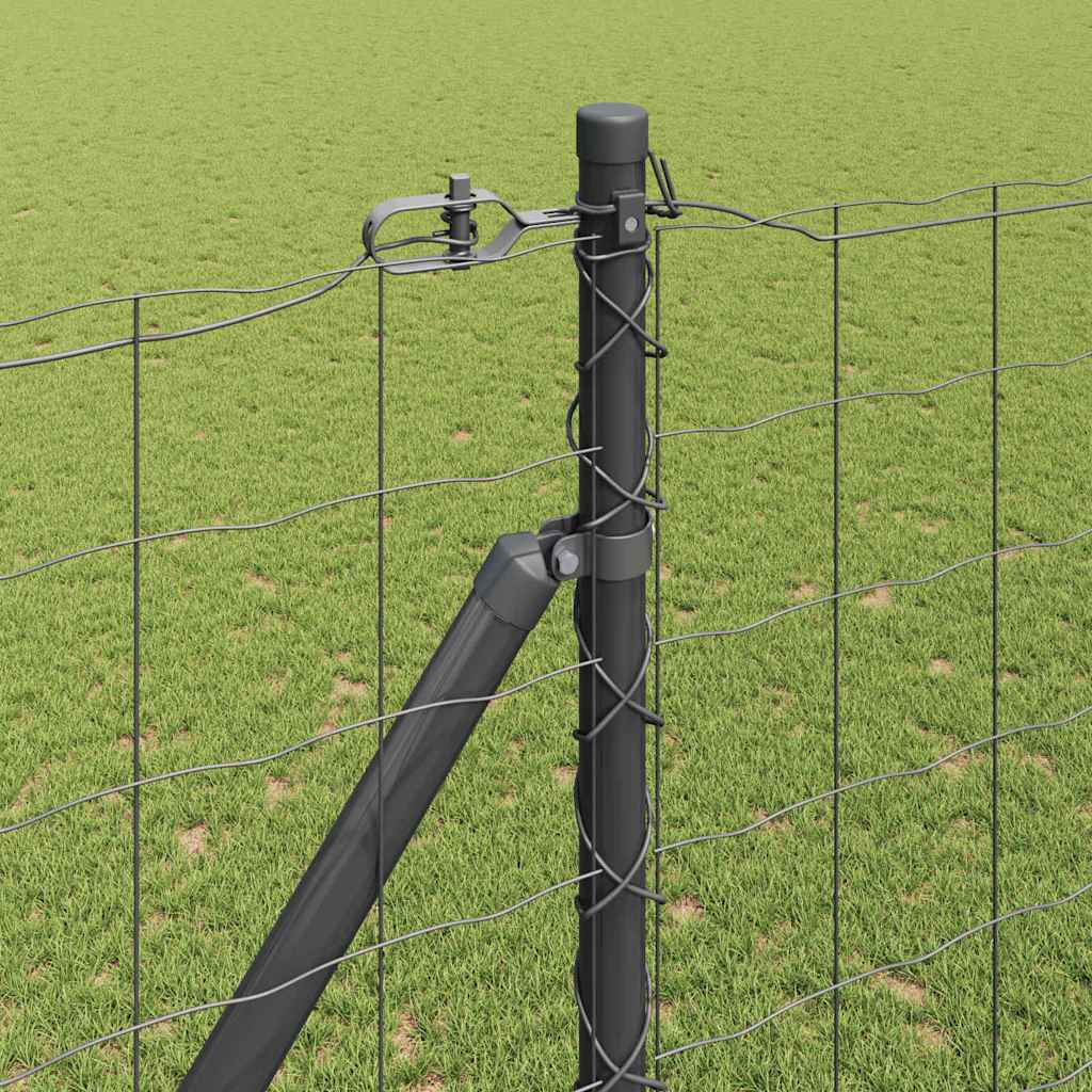 Gjerde med stolpe Grå 1,5 x 10 m Stål vidaXL