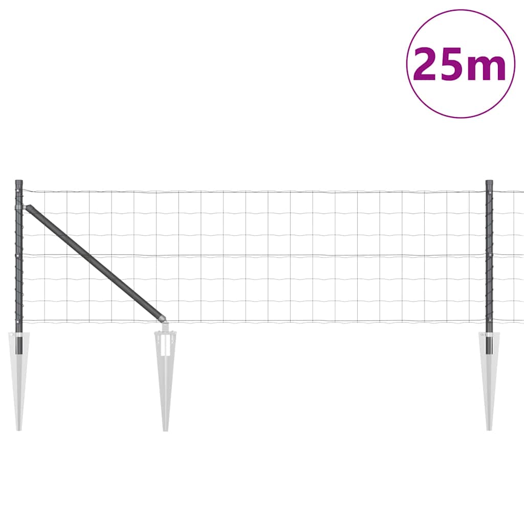 Gjerde med stolpe Grå 0,8 x 25 m Stål