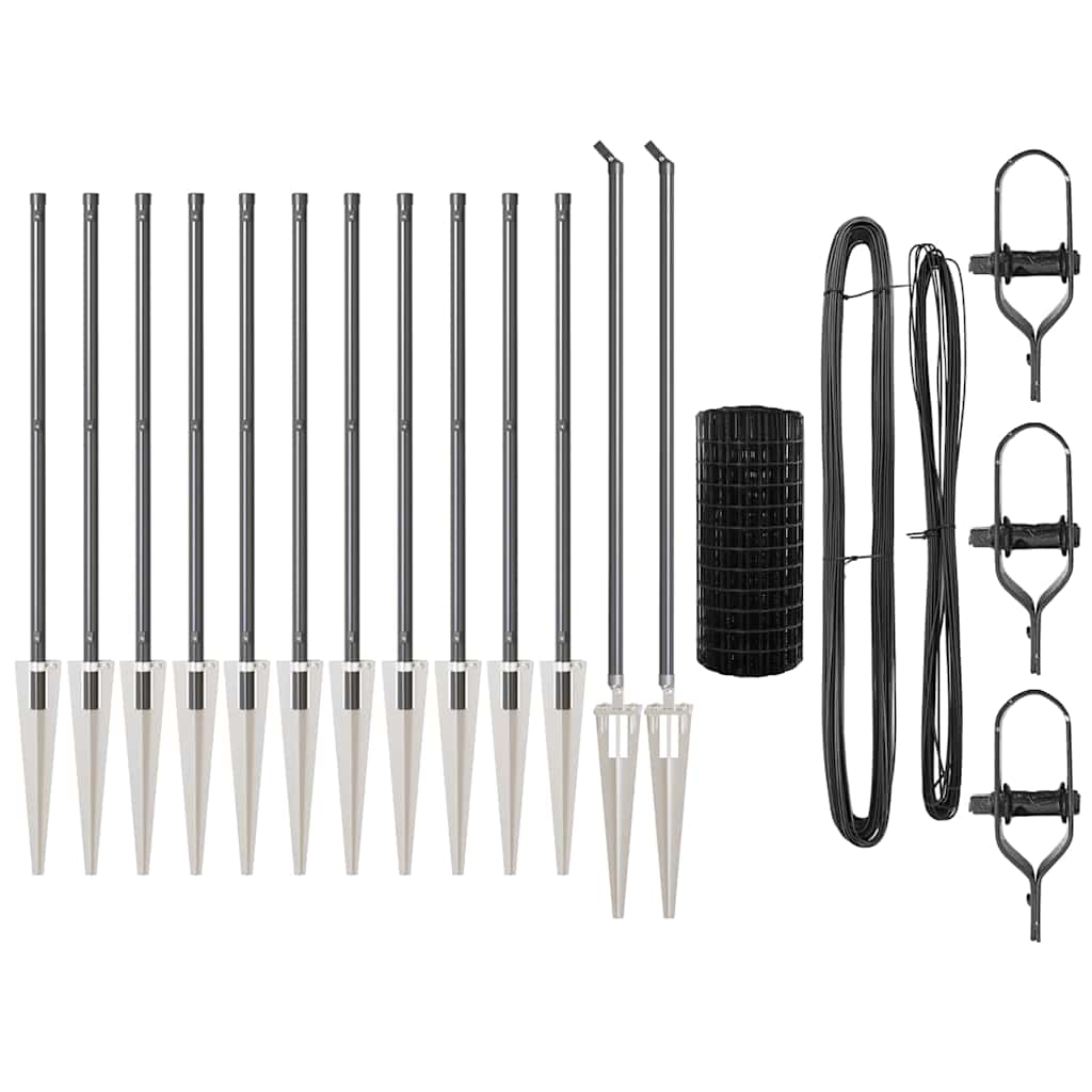 Gjerde med stolpe Grå 1 x 25 m Stål vidaXL