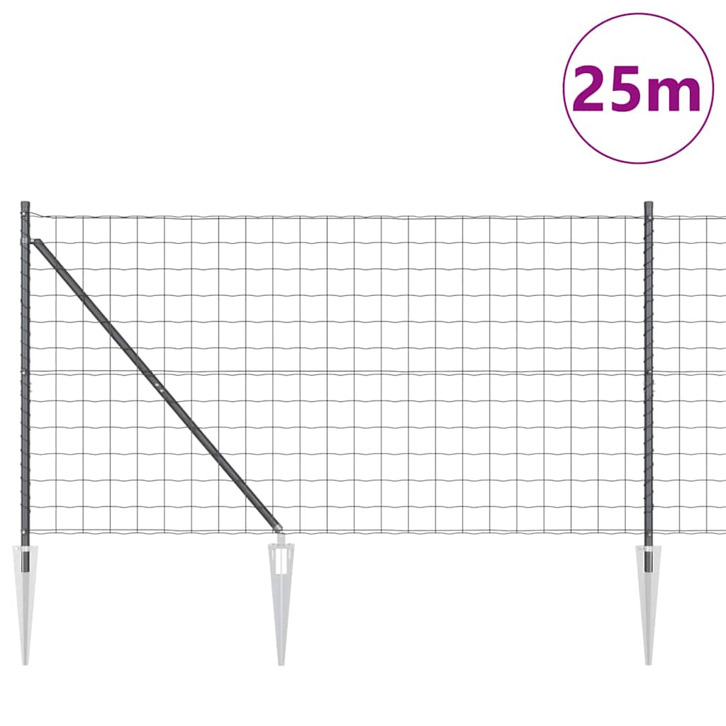 Euro-gjerde med pigger 25 x 1,2 m PVC-belagt stål Grå Mesh