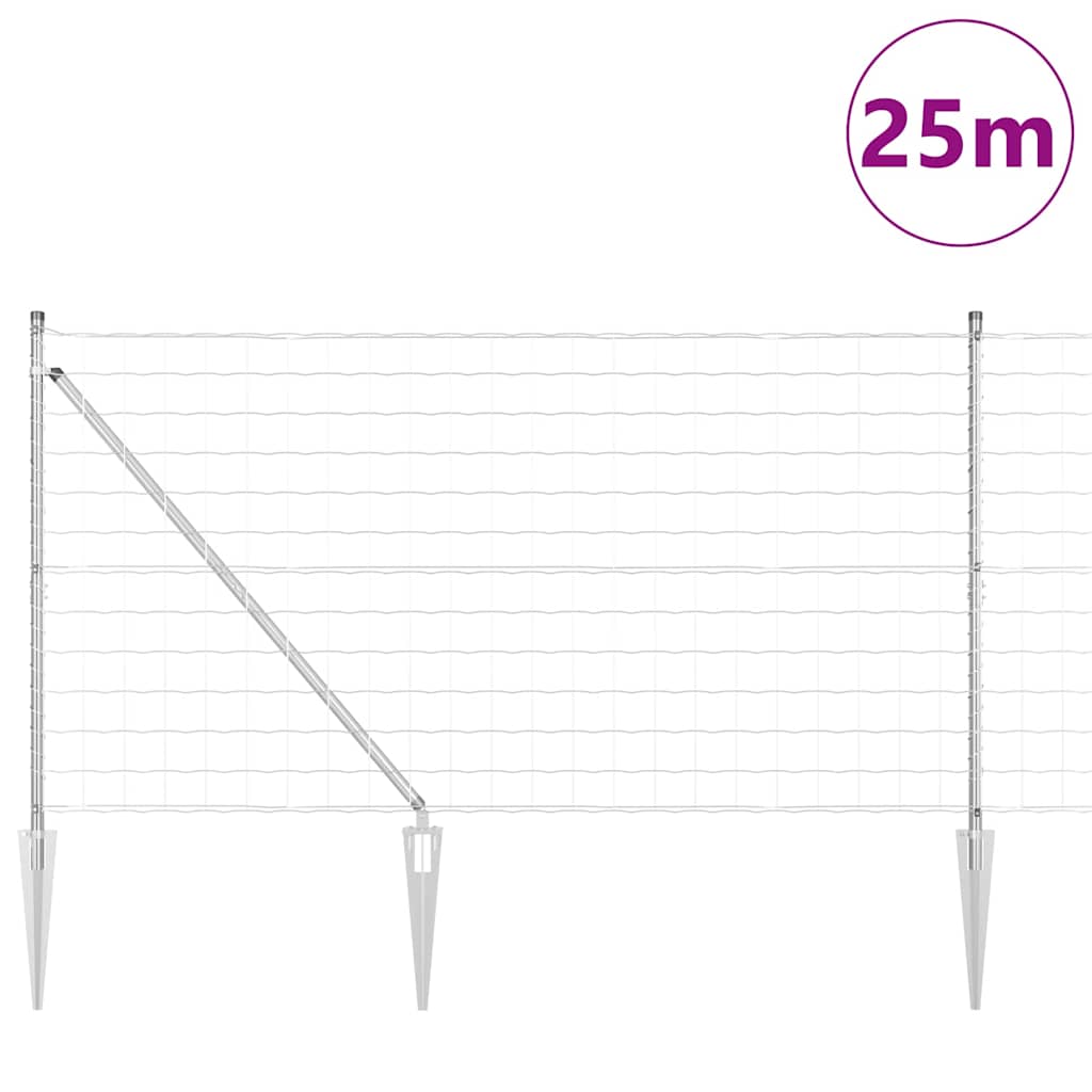 Gjerde med stolpe sølv 1,2 x 25 m Stål