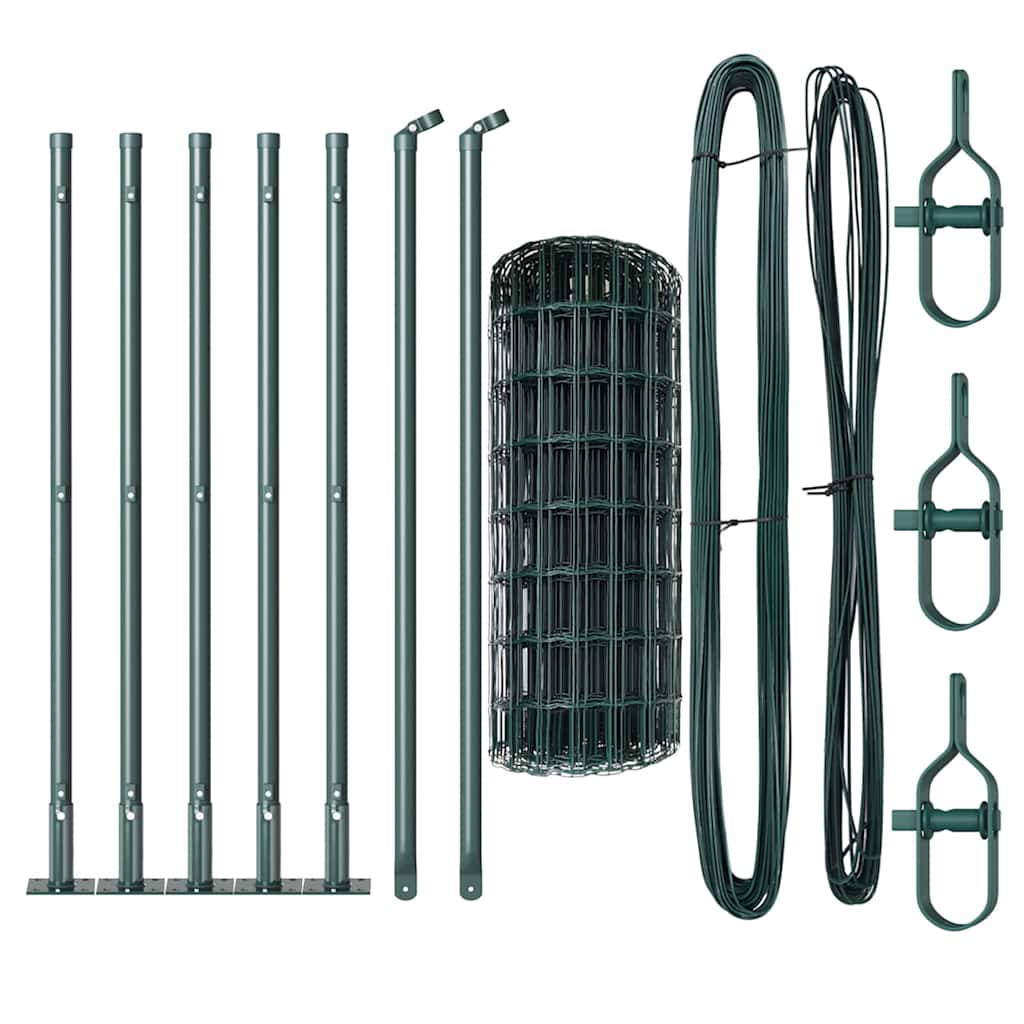 Gjerde med stolpe grønn 0,6 x 10 m Stål og PVC