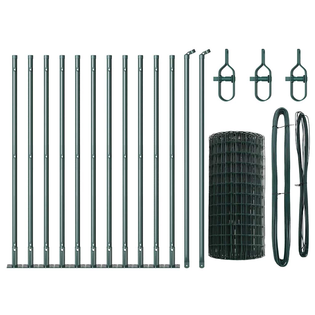Gjerde med stolpe grønn 0,6 x 25 m Stål og PVC