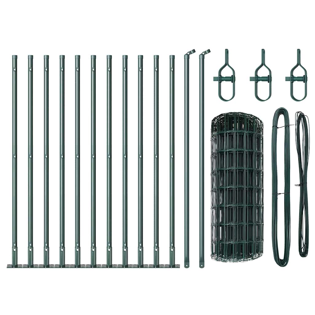 Gjerde med stolpe grønn 0,6 x 25 m Stål og PVC