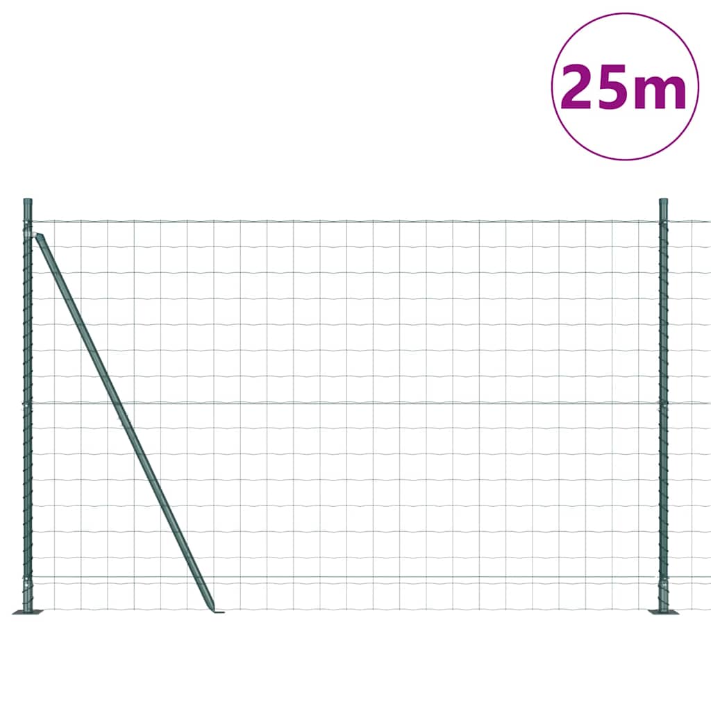 Gjerde med stolpe grønn 1,2 x 25 m Stål vidaXL