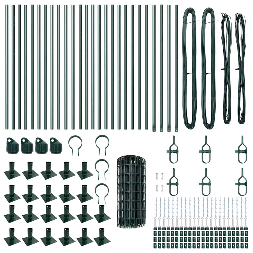 Gjerde med stolpe grønn 0,6 x 50 m Stål og PVC