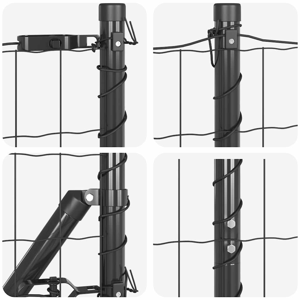 Gjerde med stolpe Grå 1,6 x 10 m Stål og PVC